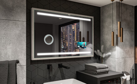 Rectangular espejo LED con marco de madera - FrameLine L09