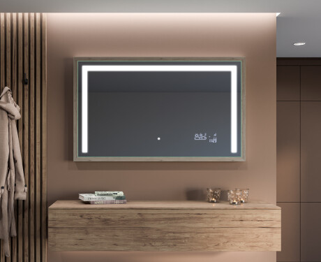 Rectangular espejo LED con marco de madera - FrameLine L11 #11