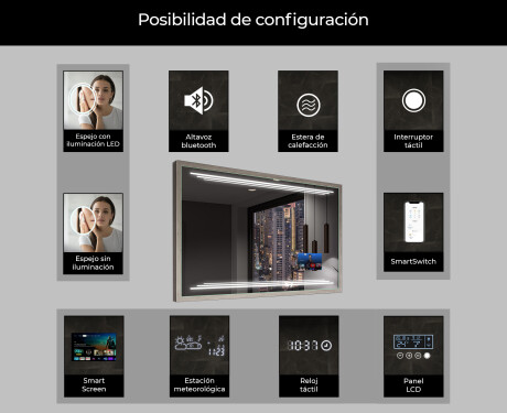 Rectangular espejo vintage con luz LED - FrameLine L75 #7