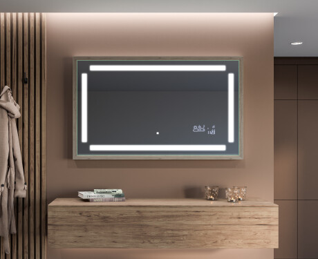 Rectangular espejo LED con marco de madera - FrameLine L124 #11