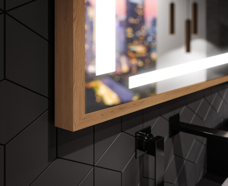 Rectangular espejo LED con marco de madera - FrameLine L124 #3