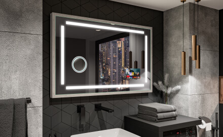 Rectangular espejo LED con marco de madera - FrameLine L124