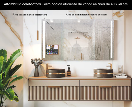 Espejo de baño LED rectangular inteligente con marco iPad Displine L02 Apple #7