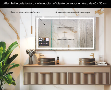 Espejo de baño LED rectangular inteligente con marco iPad Displine L15 Apple #7