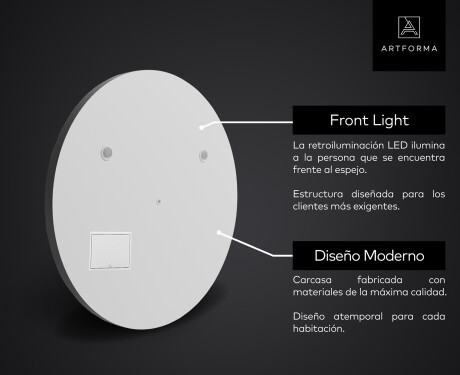 Redondo Espejo baño con luz LED SMART L114 Apple #2