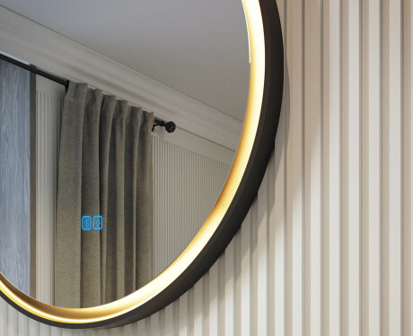 Espejo redondo con marco de metal y luz LED #2