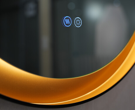 Espejo redondo con marco de metal y luz LED #5