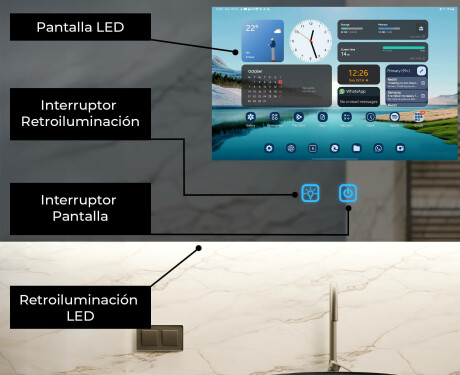Espejo de Baño LED Inteligente y Redondeado SmartScreen 21,5” #2