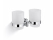 CLASSIC: Soporte con dos tazas / cromo, cristal mate