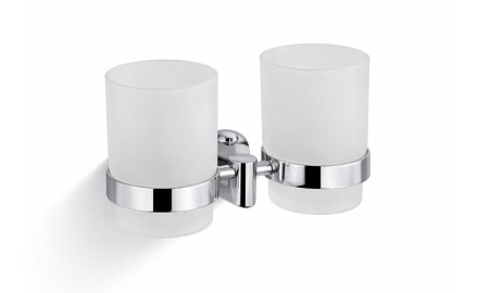 CLASSIC: Soporte con dos tazas / cromo, cristal mate