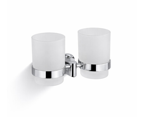 CLASSIC: Soporte con dos tazas / cromo, cristal mate