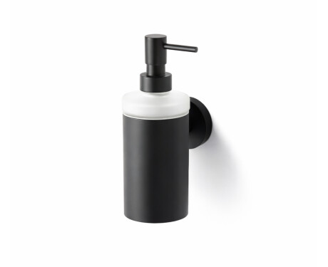 CLASSIC - Dosificador de jabón líquido / carcasa metálica, cristal mate / negro mate