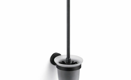CLASSIC - Cepillo de inodoro para colgar / cristal mate / negro mate