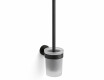 CLASSIC: cepillo de baño para colgar / recipiente de cristal mate / negro mate