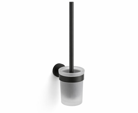 CLASSIC: cepillo de baño para colgar / recipiente de cristal mate / negro mate