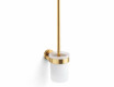CLASSIC: Cepillo de inodoro para colgar / recipiente de cristal mate / dorado brillante