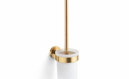 CLASSIC: Cepillo de inodoro para colgar / recipiente de cristal mate / dorado brillante