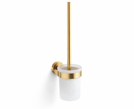 CLASSIC: Cepillo de inodoro para colgar / recipiente de cristal mate / dorado brillante