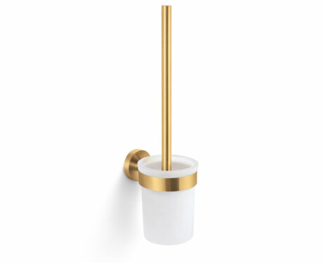 CLASSIC: cepillo de baño para colgar / recipiente de cristal mate / dorado cepillado