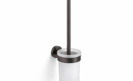 CLASSIC: cepillo de baño para colgar / recipiente de cristal mate / grafito cepillado
