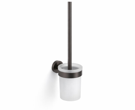 CLASSIC: cepillo de baño para colgar / recipiente de cristal mate / grafito cepillado