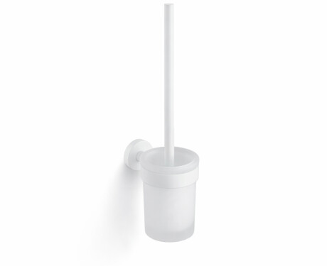 CLASSIC: cepillo de baño para colgar / recipiente de cristal mate / blanco mate