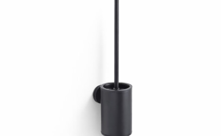 CLASSIC: cepillo de baño bajo para colgar / recipiente metálico, recambio de plástico / negro mate