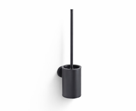 CLASSIC: cepillo de baño bajo para colgar / recipiente metálico, recambio de plástico / negro mate
