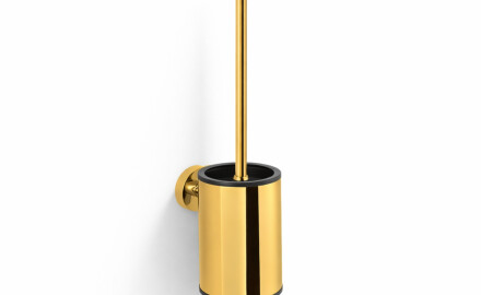 CLASSIC: cepillo de baño bajo para colgar / recipiente metálico, recambio de plástico / acabado dorado brillante
