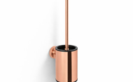 CLASSIC: cepillo de baño bajo para colgar / recipiente metálico, recambio de plástico / rosa dorado brillante