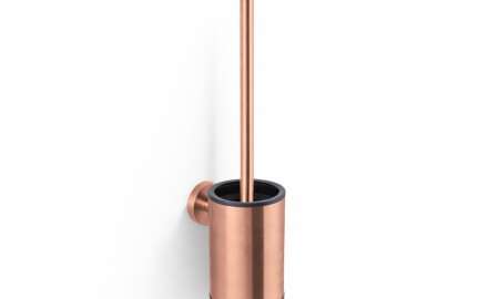 CLASSIC: cepillo de baño bajo para colgar / recipiente metálico, recambio de plástico / rosa dorado cepillado