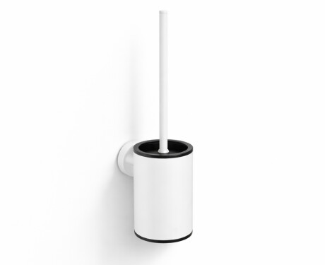 CLASSIC: cepillo de baño bajo para colgar / recipiente metálico, recambio de plástico / blanco mate