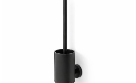 CLASSIC: cepillo de baño bajo para colgar / recipiente metálico, cabezal de silicona / negro mate
