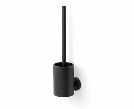 CLASSIC: cepillo de baño bajo para colgar / recipiente metálico, cabezal de silicona / negro mate