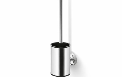 CLASSIC: cepillo de baño bajo para colgar / recipiente metálico, cabezal de silicona / cromado