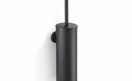 CLASSIC: cepillo de baño alto para colgar / recipiente metálico, recambio de plástico / negro mate