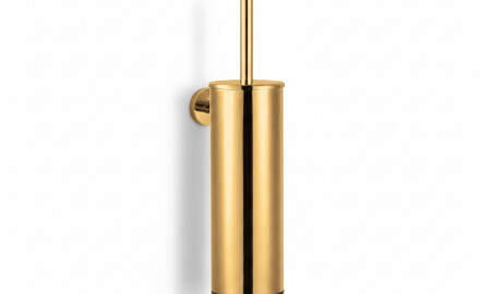 CLASSIC: cepillo de baño alto para colgar / recipiente metálico, recambio de plástico / acabado dorado brillante