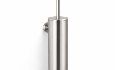 CLASSIC: cepillo de baño alto para colgar / recipiente metálico, recambio de plástico / acero cepillado