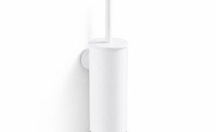 CLASSIC: cepillo de baño alto para colgar / recipiente metálico, recambio de plástico / blanco mate