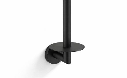 CLASSIC: Soporte con roseta para un rollo de papel higiénico de repuesto / negro mate
