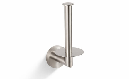 CLASSIC: Soporte con roseta para un rollo de papel higiénico de repuesto / acero cepillado
