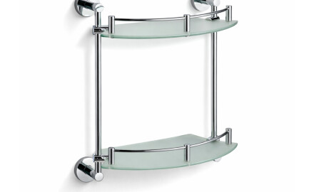 CLASSIC - Estante semicircular doble / cromo, cristal mate
