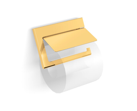 MILANO - Portarrollos de papel higiénico / móvil con cubierta / dorado brillante
