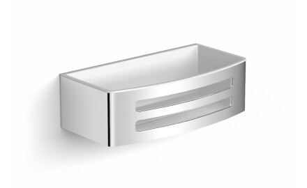 Cesta de 22x11x6 / interior de plástico blanco / acero pulido