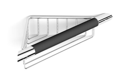 Cesta de esquina / cromada / con asa antideslizante negra