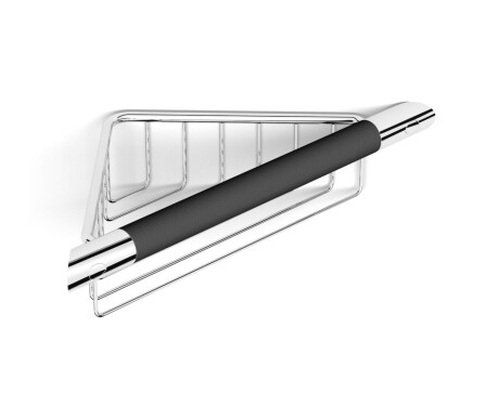 Cesta de esquina / cromada / con asa antideslizante negra