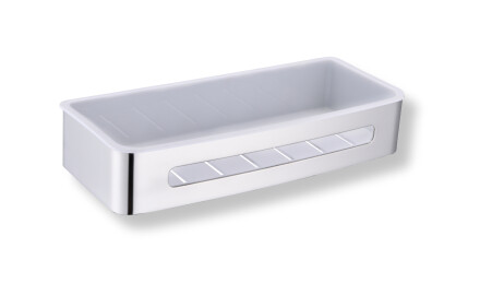 Cesta 29x12x5,5 / acero pulido / interior de plástico blanco