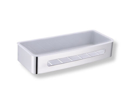Cesta 29x12x5,5 / acero pulido / interior de plástico blanco
