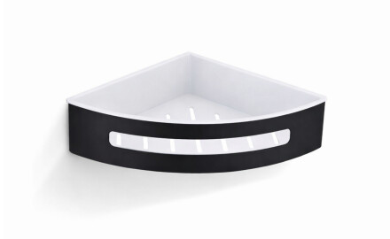 Cesta de esquina 20,5 x 20,5 x 5,5 / negro mate / interior de plástico blanco