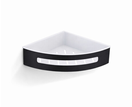 Cesta de esquina 20,5 x 20,5 x 5,5 / negro mate / interior de plástico blanco